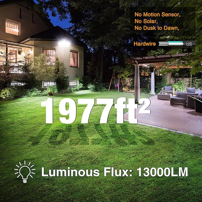 Onforu 130W LED Security Light, 13000LM Outdoor Indoor Flood Light Switch - Image 3