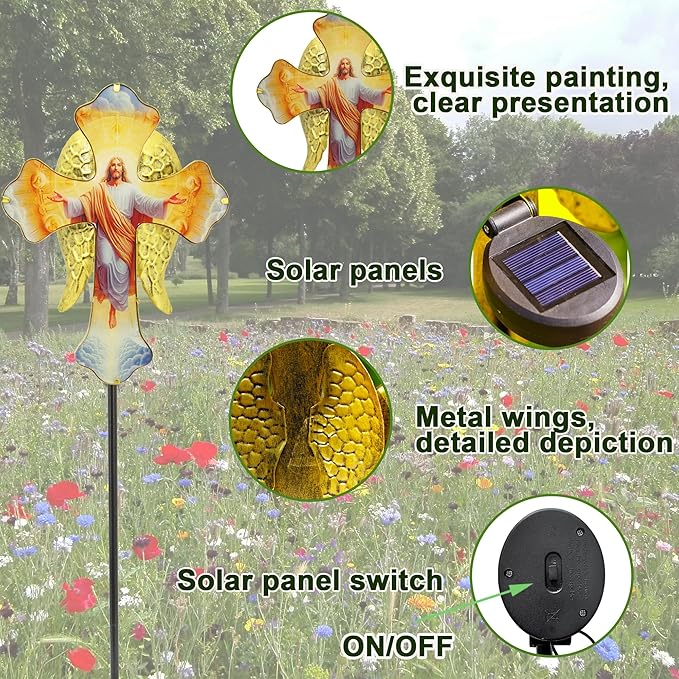 Solar Jesus Cross Garden Lights - Image 4