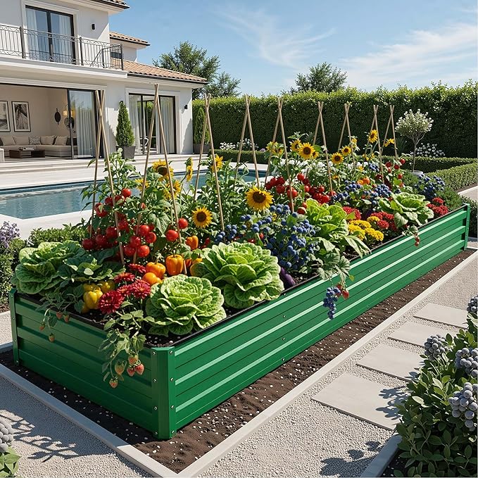 YITAHOME 4pcs 12x4x1 ft Galvanized Raised Garden Bed Kit, Large Metal Planter - Image 2
