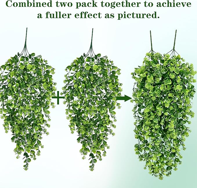 Waipfaru 4Pcs Fake Hanging Plants 3ft Fake Plants UV Resistant Fake Vines - Image 4