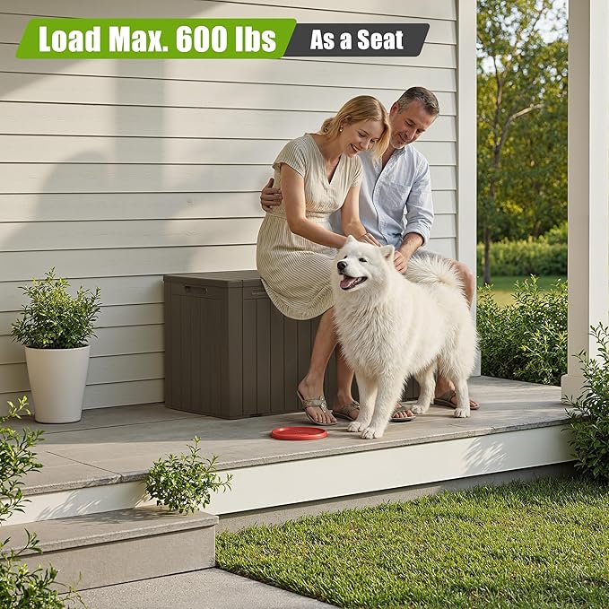 Flamaker Resin Deck Box 100 Gallon Large Lockable Outdoor Storage Box Waterproof - Image 7