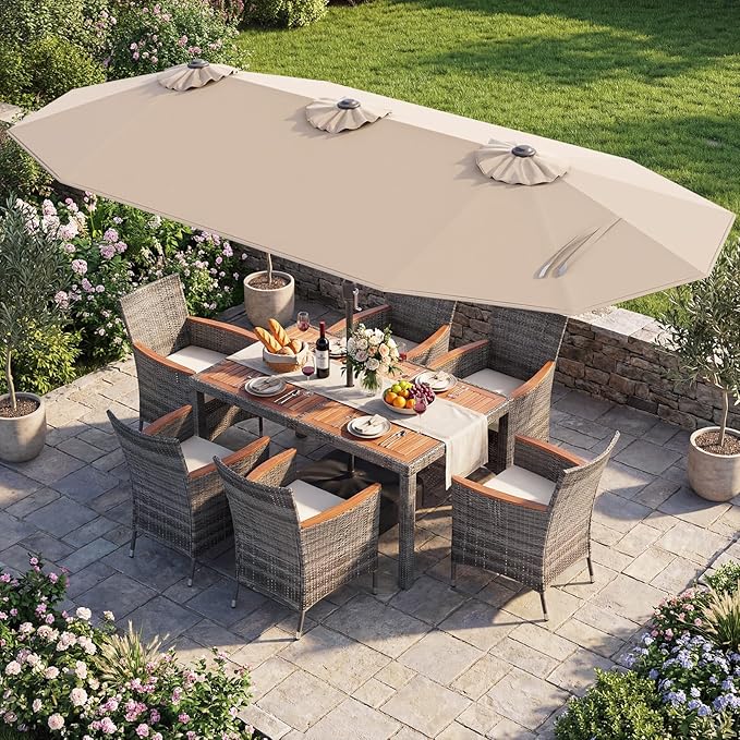 Tangkula 9 Piece Rattan Outdoor Dining Set - Image 2
