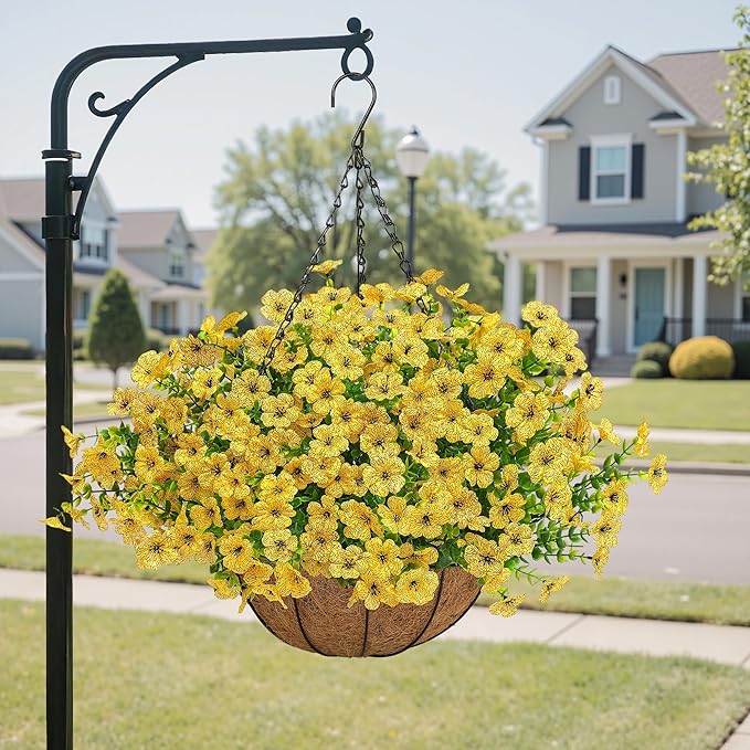 Artificial Faux Hanging Mums Plants Flowers Basket by Tiabean