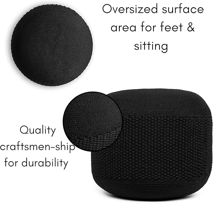 BIRDROCK HOME Outdoor Pouf Ottoman | Hand Woven Waterproof Foot Stool - Image 8