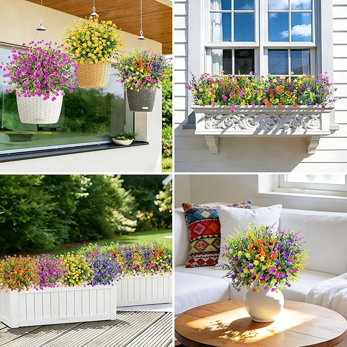 20 Bundles Artificial Flowers for Outdoors Fake Plastic Flowers UV Resistant - Image 6