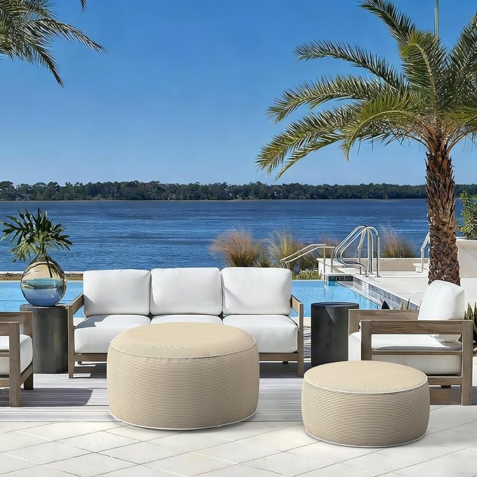 LVTXIII Indoor/Outdoor Extra Large Inflatable Ottoman Pouf D31 x H14 Inch - Image 5