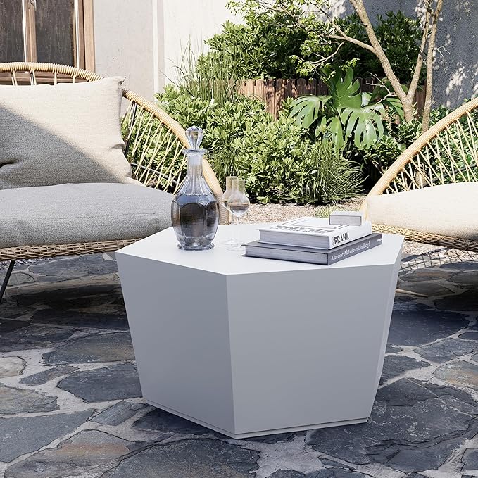 UPHA Outdoor Hexagon Coffee Table, Small Modern Minimalist Accent Tables - Image 6