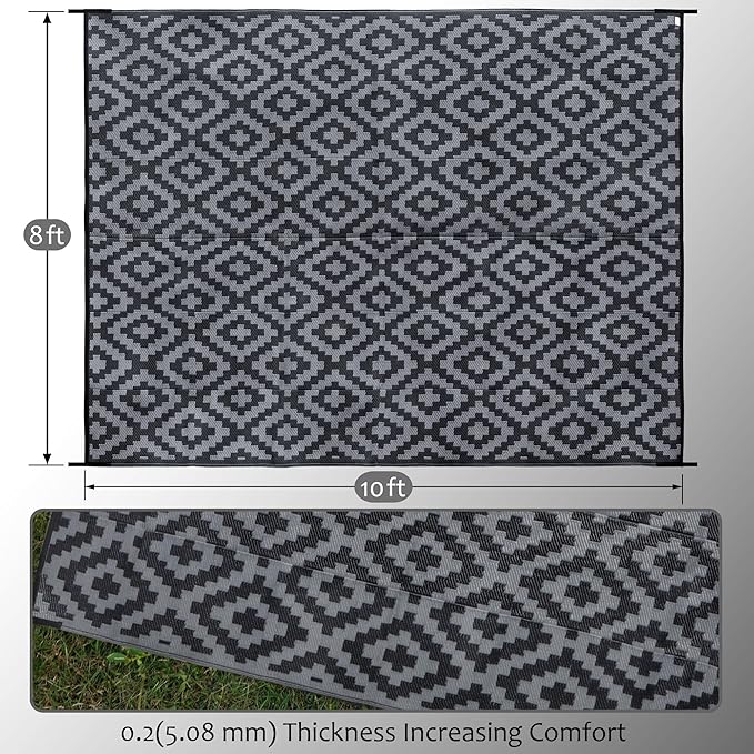 SAND MINE Waterproof Outdoor Rug 8x10 ft, Plastic Reversible Rug, Modern Area - Image 2