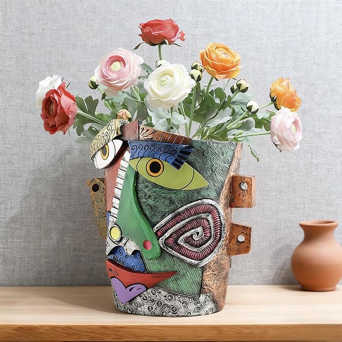 Picasso Abstract Face Flower Pot, Unique Resin Crafted Planter - Image 7