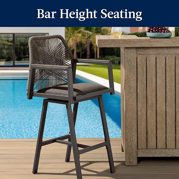 Best Choice Products Outdoor Bar Stools Set of 2, Bar Height, 360° Swivel - Image 6