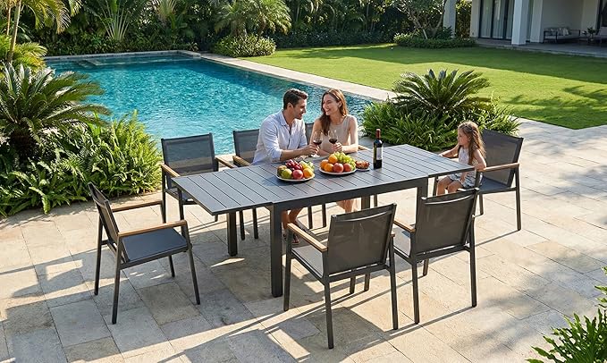 Expandable Outdoor Patio Dining Table Set - Image 4