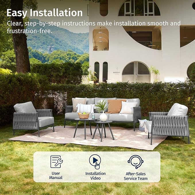 EAST OAK 5-Piece Patio Furniture Set | Life Chatter 5-Seat Outdoor Furniture | - Image 9