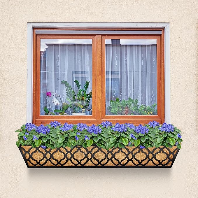 6pcs 30 Inch Window Deck with Coco Liner, Metal Hanging Flower Planter Window - Image 6