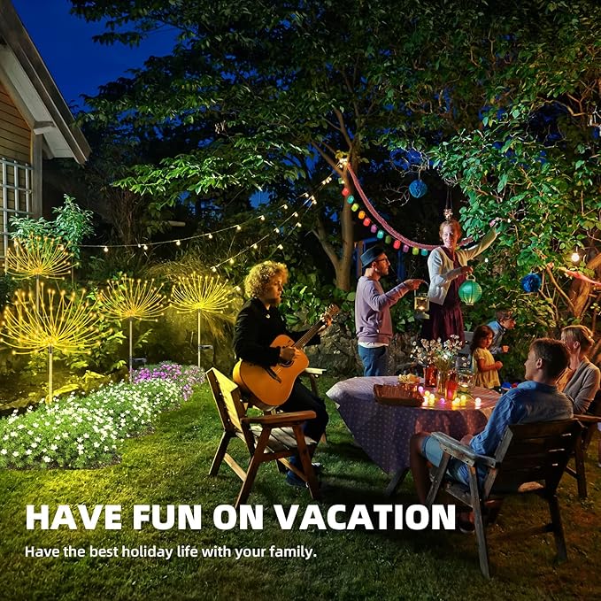 2 PCS Solar Firework Light, Outdoor Solar Garden Decorative Lights 120 LED - Image 8