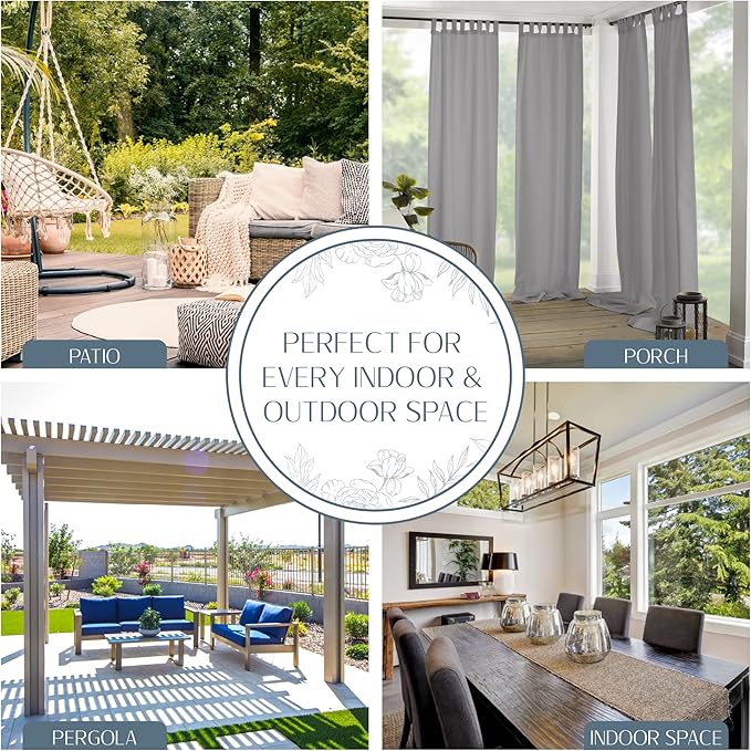 Elrene Home Fashions Matine Weatherproof Tab-Top Indoor/Outdoor Solid Color - Image 3