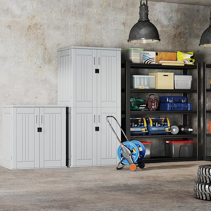 EHHLY Heavy Duty Tall Storage Cabinet Outdoor Weatherproof, 28 Cuft Garage - Image 5