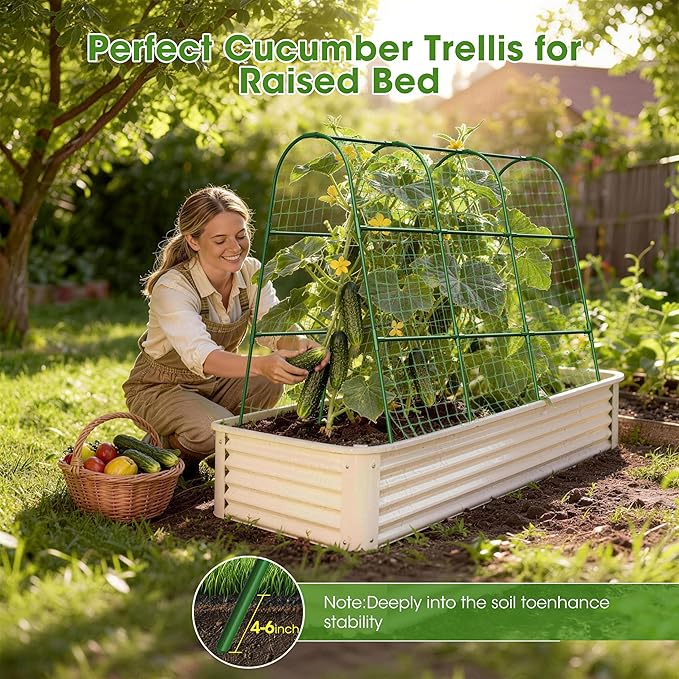 Cucumber Trellis for Raised Bed, U-Shape Garden Trellis for Climbing Plants - Image 3