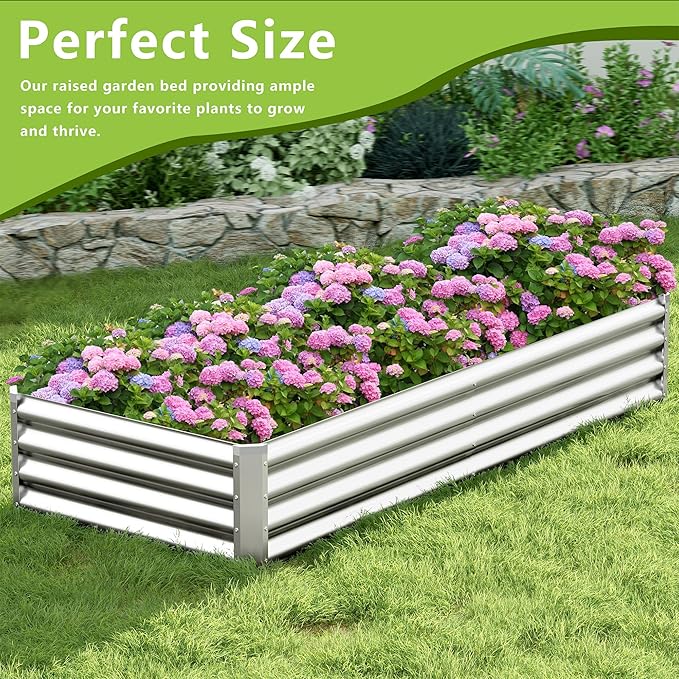 2PCS 8x2x1FT Galvanized Raised Garden Bed, Galvanized Planter Raised Garden - Image 5