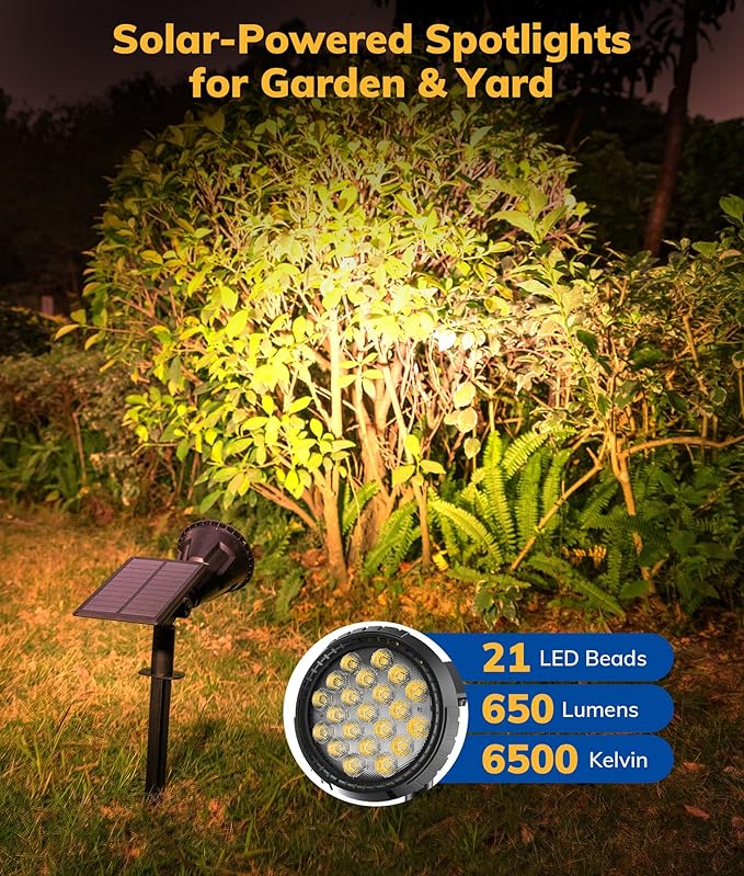 Solar Spot Lights for Outside, 21 LED Outdoor Solar Lights for Yard, 4 Pack - Image 5