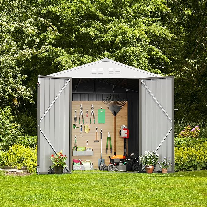 Devoko Outdoor Storage Shed 8 x 6 FT Lockable Metal Garden Shed Steel - Image 7