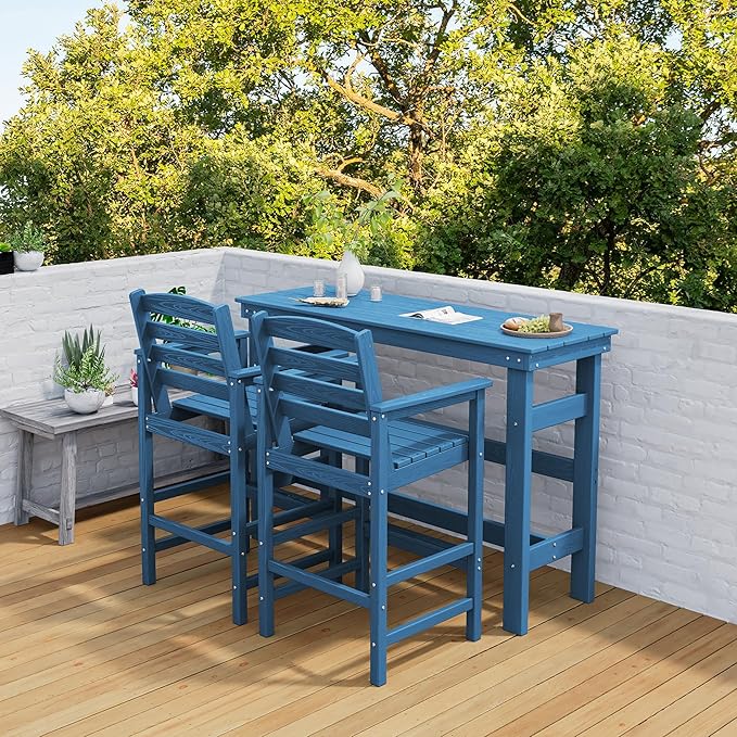 SERWALL 41" Outdoor Bar Table, HDPE Patio Bar Counter Height Table, All Weather - Image 2