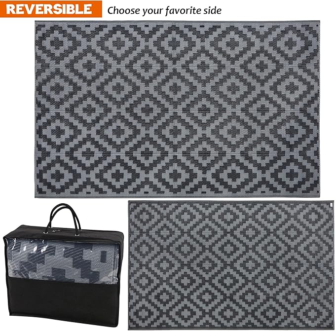 SAND MINE Waterproof Outdoor Rug 5x8 ft, Plastic Reversible Rug, Modern Area Rug - Image 3