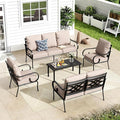 MFSTUDIO 7 Seats Large Metal Patio Conversation Sets, 5 Pieces Outdoor by MFSTUDIO