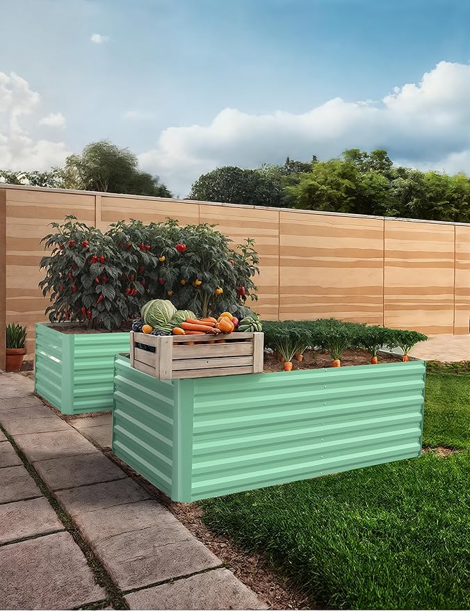 CABIHOME 2 Pcs 6x3x2 Ft Galvanized Raised Garden Bed, Deep Root Planter Box by CABIHOME