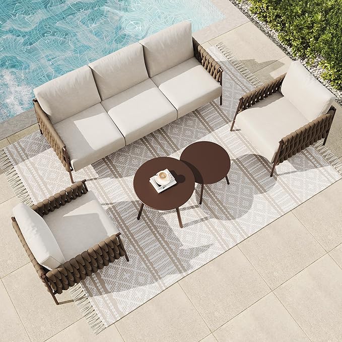 East Oak 5-Piece Patio Furniture Set | Life Chatter 5-Seat Outdoor Furniture | - Image 12