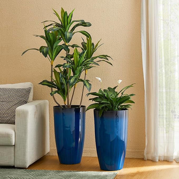 Glitzhome 23.5" H Oversized Tall Round Tapered Planter, Plastic Flower Pots - Image 4
