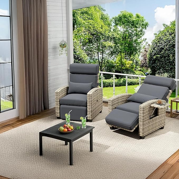 Towallmark Adjustable Rattan Recliner Chair, Patio Lounge Chairs - Image 6