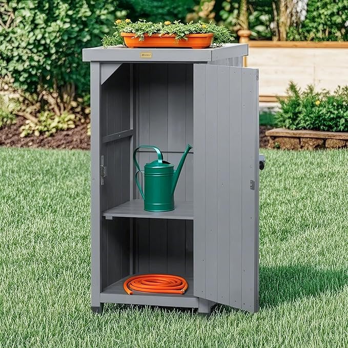 HABAU Outdoor Storage Cabinet for Patio, Garden Potting Bench Table - Image 2