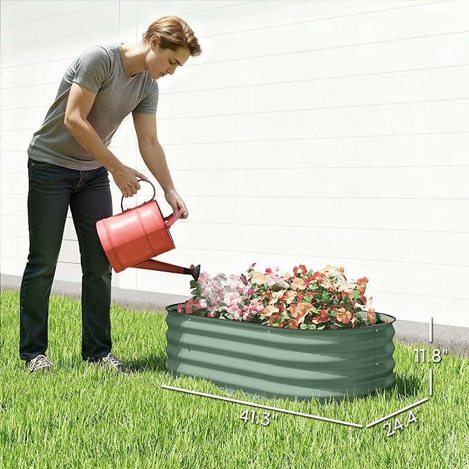 Outsunny 3.5' x 2' x 1' Galvanized Raised Garden Bed Kit, Outdoor Metal - Image 7