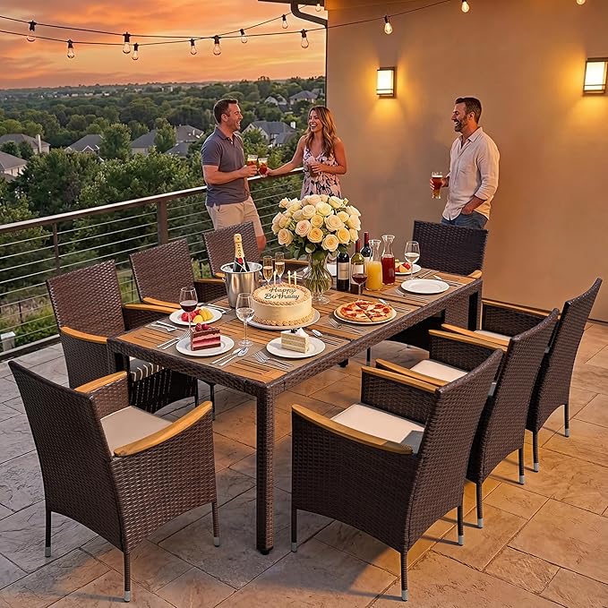 Greesum 9 Pieces Outdoor Patio Dining Set, Conversation Sets - Image 7
