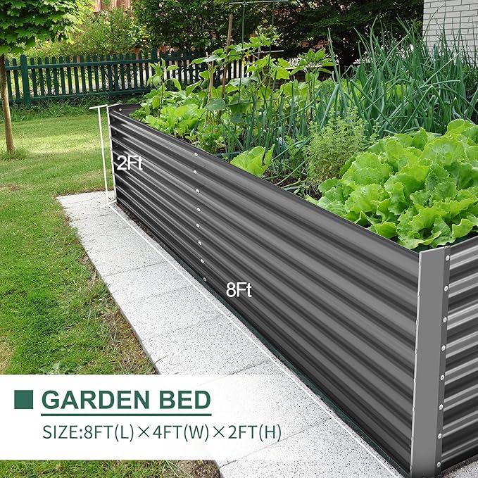 Land Guard 8×4×2 ft Galvanized Raised Garden Bed Kit, Galvanized Planter Raised - Image 6