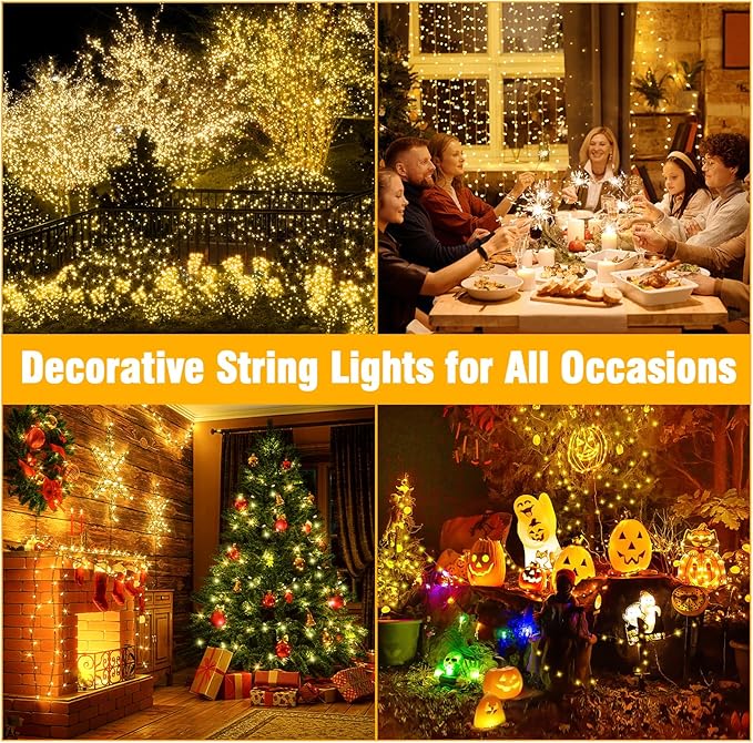Nisocy 200 LED Christmas Connectable String Lights Outdoor Waterproof – Warm - Image 4
