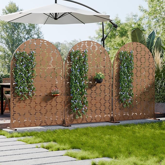 Casaphoria 72" H x 47" W Arched Metal Privacy Screen - Image 3