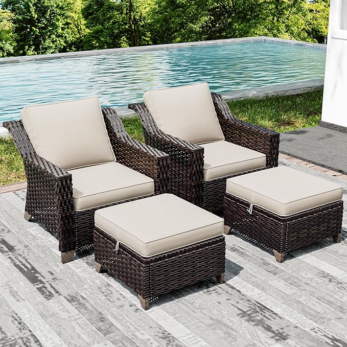 Joyside Wicker Patio Furniture Sets, 4 Pieces Upgraded Large Size Outdoor - Image 6