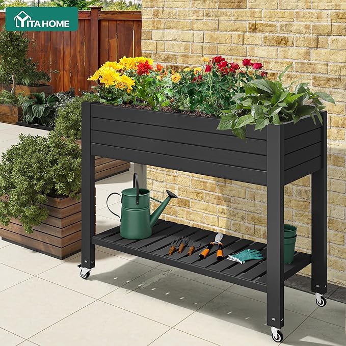 YITAHOME 43.3x17.7x34 in Elevated Garden Bed, Outdoor Plastic Planter Box - Image 7