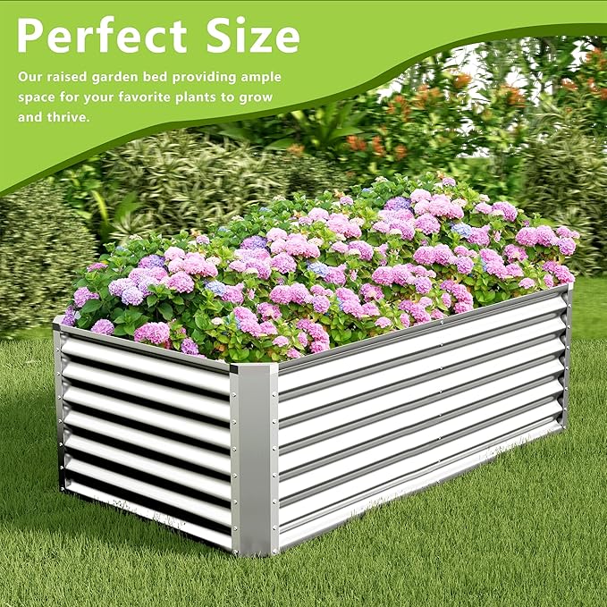 6x3x2FT Galvanized Raised Garden Bed, Galvanized Planter Boxes Outdoor - Image 5
