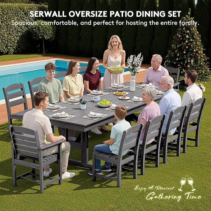 SERWALL 11 Piece Outdoor Dining Set - Image 8