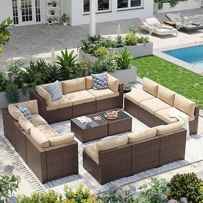 Aoxun Patio Furniture Sets, 14-Piece Outdoor Patio Furniture by Aoxun