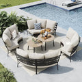 MFSTUDIO Patio Furniture Set, 8 Seats Half-Moon Curved Outdoor Sectional Sofa by MFSTUDIO