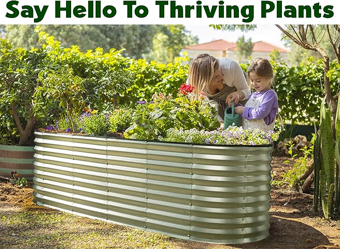Plant & Plot Galvanized Raised Garden Beds Outdoor // 6×2×2 ft Planter Raised - Image 4