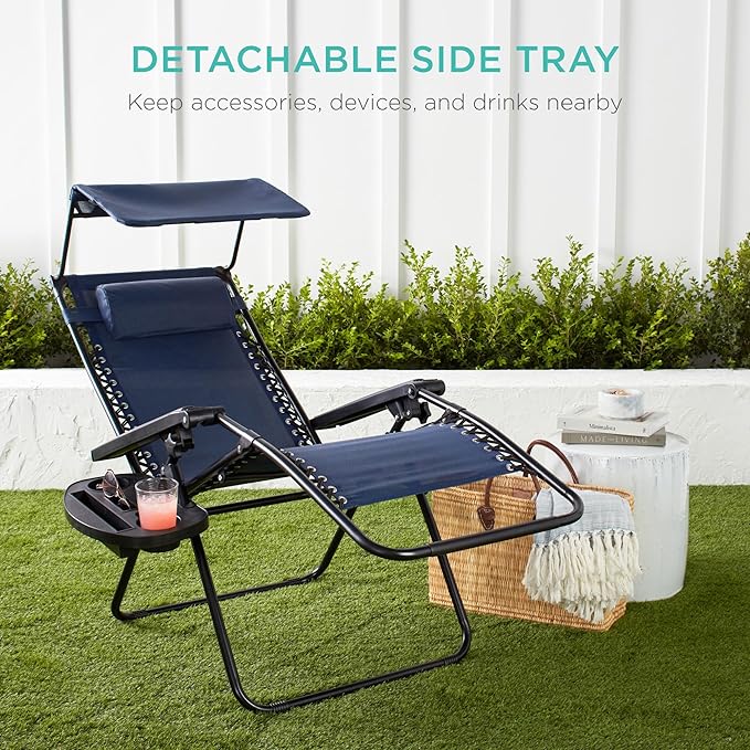 Best Choice Products Folding Zero Gravity Outdoor Recliner Patio Lounge Chair - Image 6