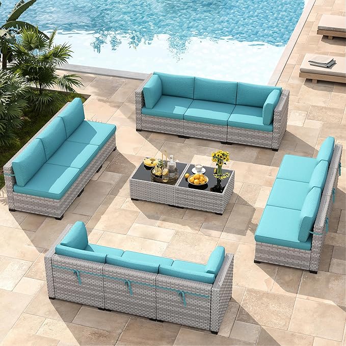 12-Seat Modular Patio Furniture Set – Outdoor Wicker Sectional Sofa - Image 2