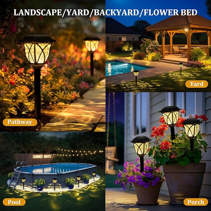 GIGALUMI 8 Pack Solar Lights Outdoor Waterproof, LED Solar Garden Lights - Image 2