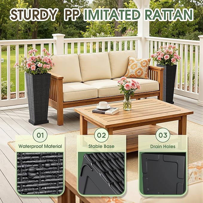 Set of 2 24 Inch Tall Plastic Planters - Image 3