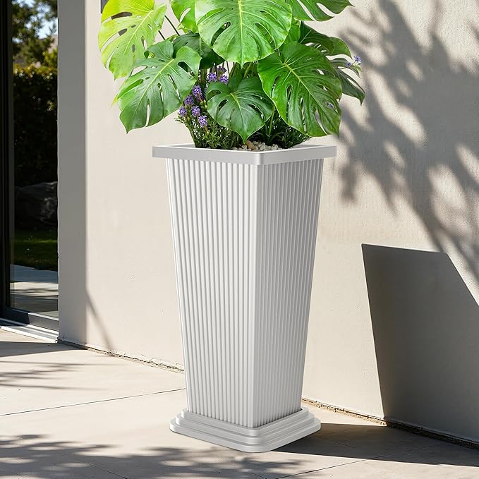 Tall Outdoor Planters Set of 2, Large Indoor Modern Planter Flower Pots - Image 5