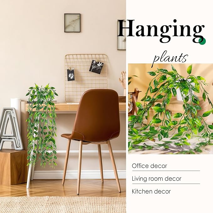 Der Rose 8Pcs Fake Plants Hanging Artificial Ivy Vine Faux Eucalyptus Hanging - Image 2